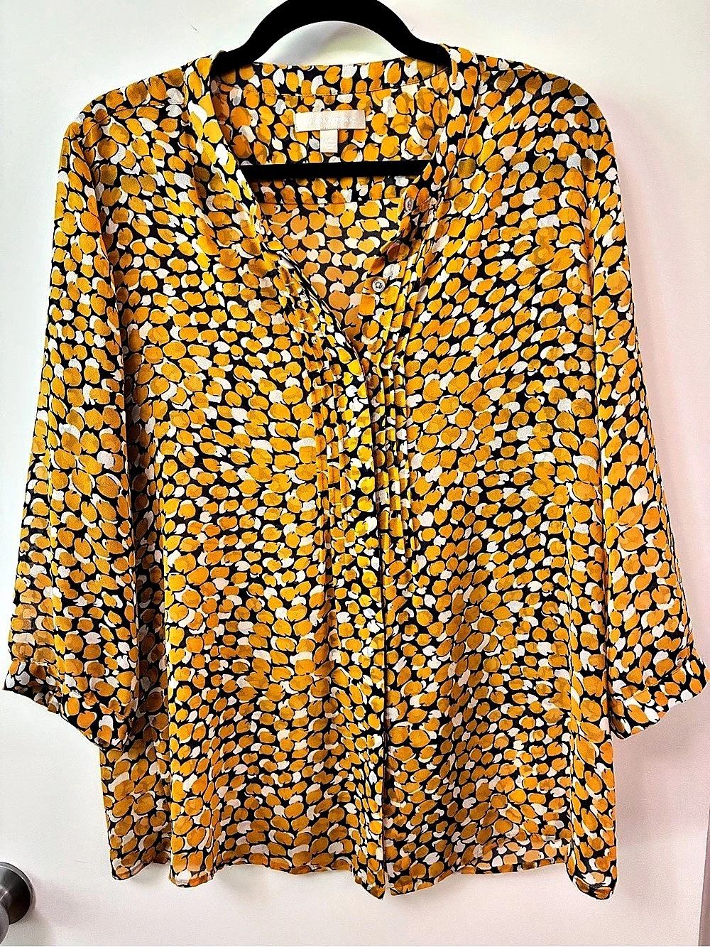 Banana Republic Abstract Print Blouse in yellow & Black Size Large